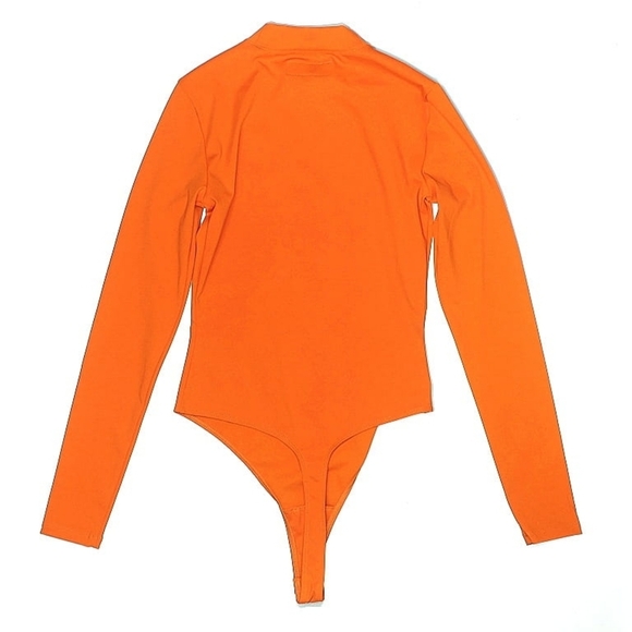 Guess® Rising Orange Keyhole Long Sleeve Bodysuit | Size XS | NWT - Picture 3 of 5
